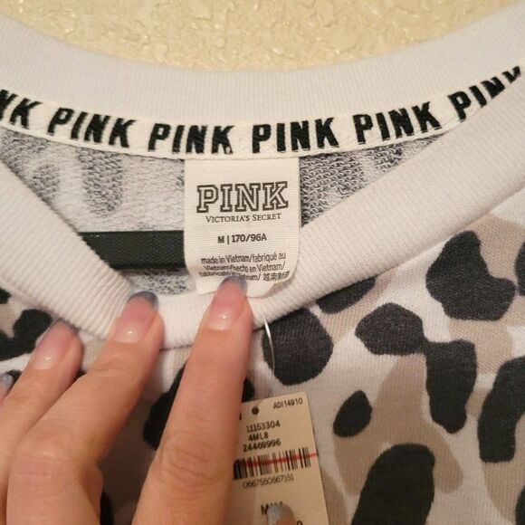 Victoria's Secret Pink Women's Top Leopard Print M Oversized Sweatshirt New - Picture 3 of 7